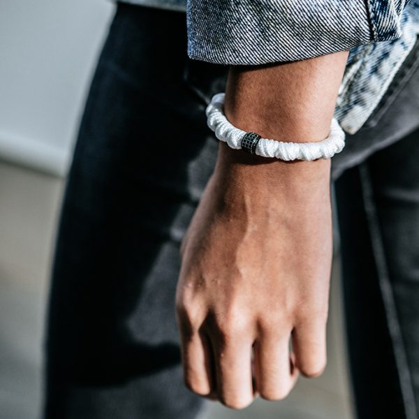 CONTRARY | White Cord with Black Charm