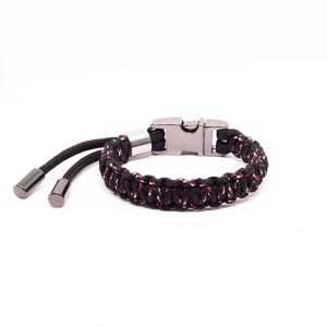 O.S.F.A Adjustable Classic Paracord Bracelet - black with red dot