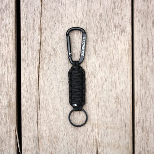 all black paracord keychain square