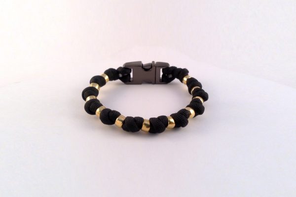 black & brass beads front Black & Brass Beads Paracord Bracelet