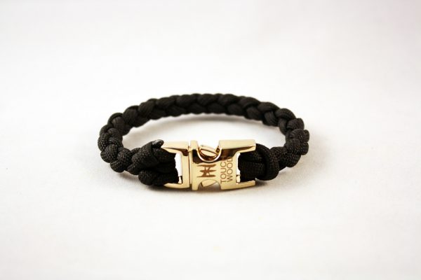 Black Paracord Bracelet with Gold Buckle