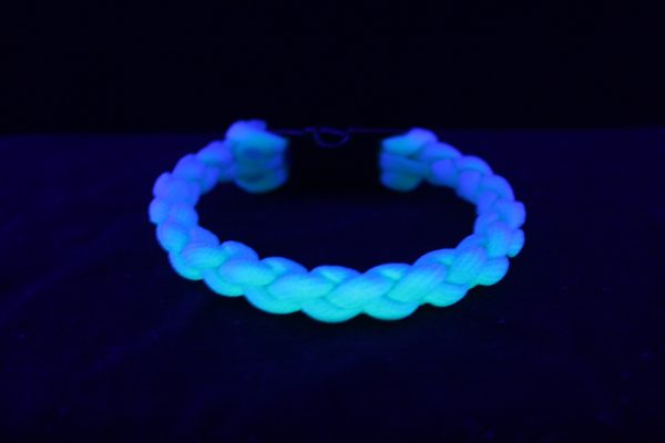 glow in the dark under black light front Limited Edition Cerulean Blue Glow In The Dark Paracord Bracelet