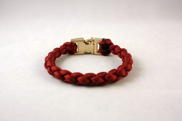 Maroon Paracord Bracelet with Gold Buckle