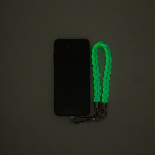 multi use glow in the dark phone lanyard-purple & neon green with phone glow