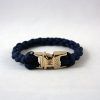navy ble gold buckle back Navy Blue Paracord Bracelet with Gold Buckle