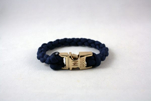 navy ble gold buckle back Navy Blue Paracord Bracelet with Gold Buckle