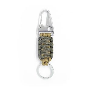 Stainless Steel Paracord Keychain - olive drab with brown