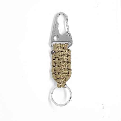 stainless steel keychain wolf brown back small