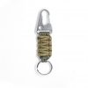stainless steel keychain wolf brown olive drab back small Stainless Steel Paracord Keychain - brown with olive drab
