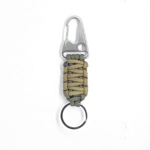 Stainless Steel Paracord Keychain - brown with olive drab